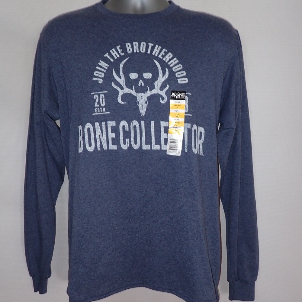 Bone Collector‎ Mens M Long Sleeve T Shirt Skull Antlers Graphic Tee Shirt New